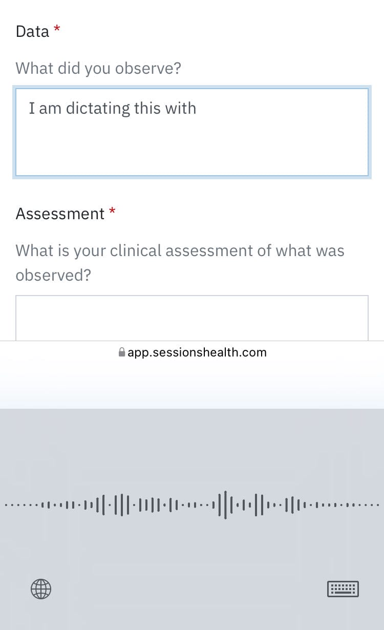 Dictating notes on mobile